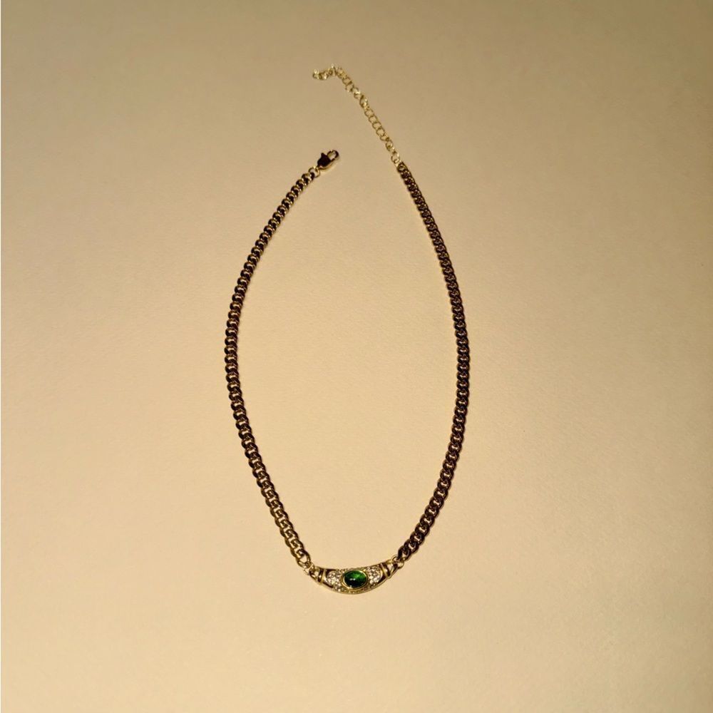 Vintage green diamond necklace N994 - Picture 3 of 5